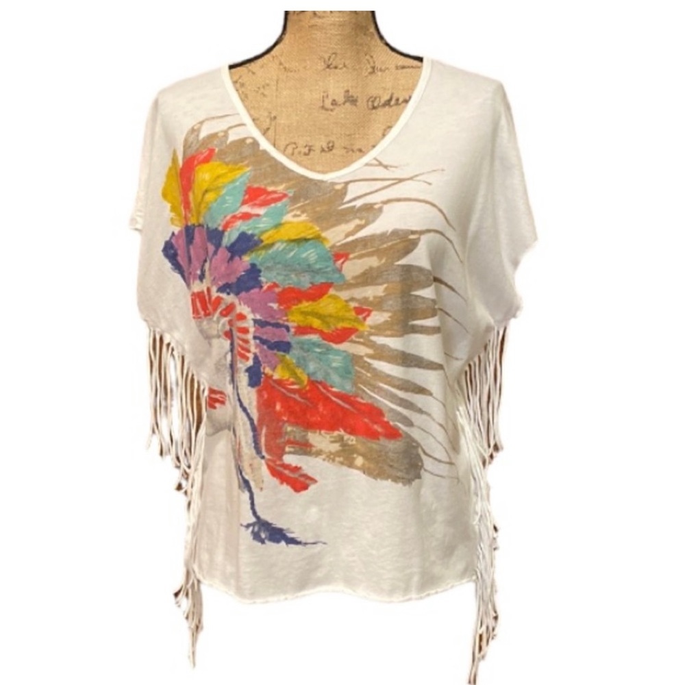 Anama Indian Chief Fringed Short Sleeve T-Shirt
